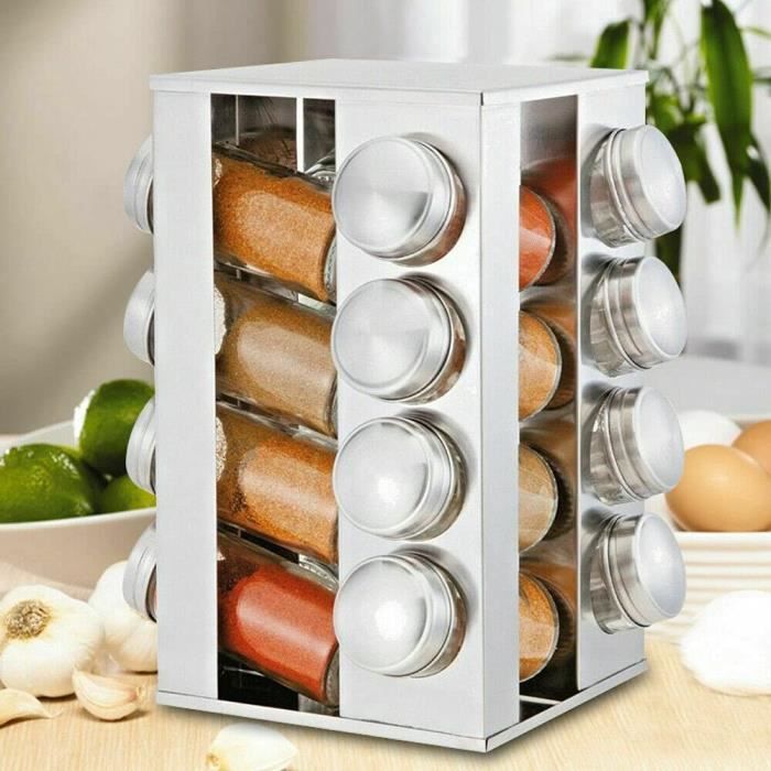 Étagère à épices avec pots à épices,6 pots à épices avec étagère pour