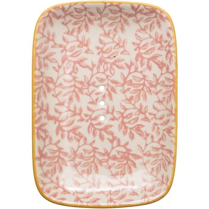 Porte-Savon Rectangulaire Naila En Faïence Avec Trous D'Évacuation - 13,5 X 9,5 X 2 Cm