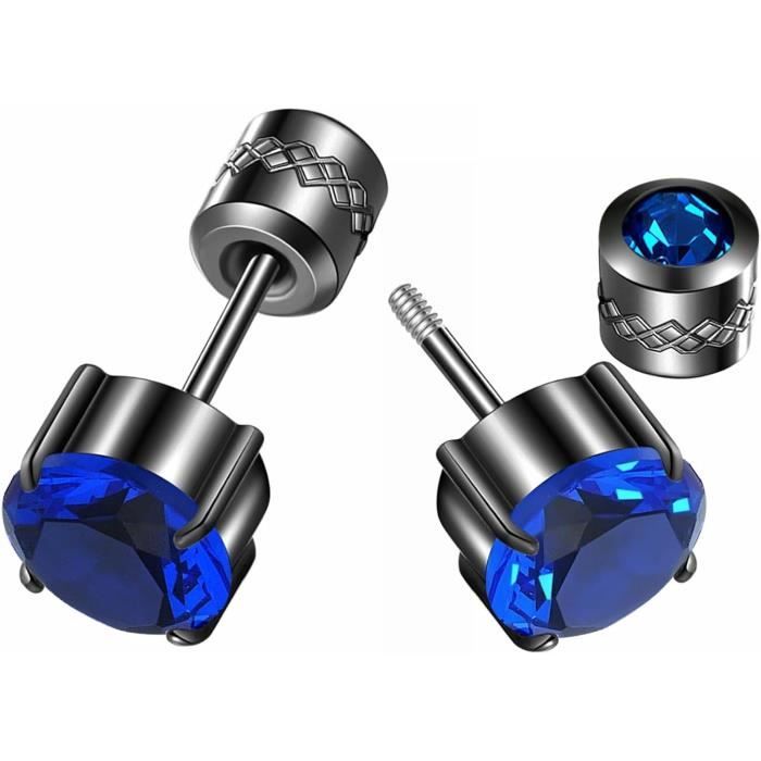 Lot 12 Paires Boucles D'Oreilles Acier Inoxydable - Zirconium & Pierre Naissance - Fermoir Silicone