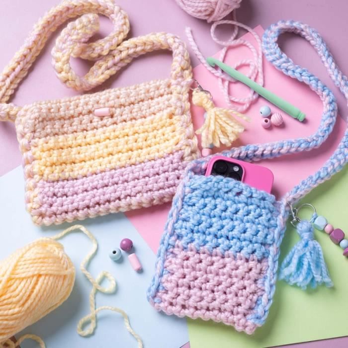 Kit DIY initiation crochet Sacoche et pochette téléphone pcs
