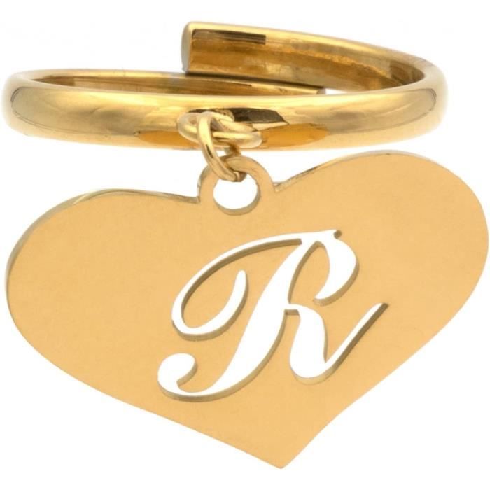 Bague Cœur Breloque Pampille - Acier Inoxydable Plaqué Or, Taille 62 (US 10) - Neuve Avec étiquettes