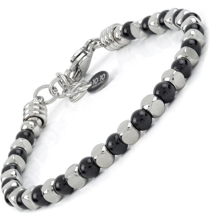 Bracelet Réglable Pierres Naturelles Et Acier Inoxydable - Cornaline 4mm - Made In Italy - Cadeau Élégant
