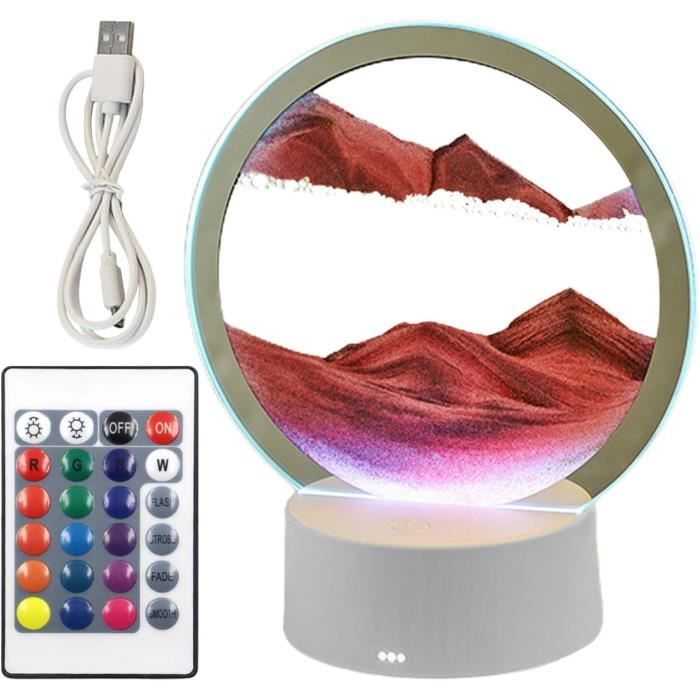 Tableau Sable Dynamique 3D - 7 Pouces (environ 18 Cm), Bleu - Décoration Relaxante, Effet Zen, Cadeau Bureau