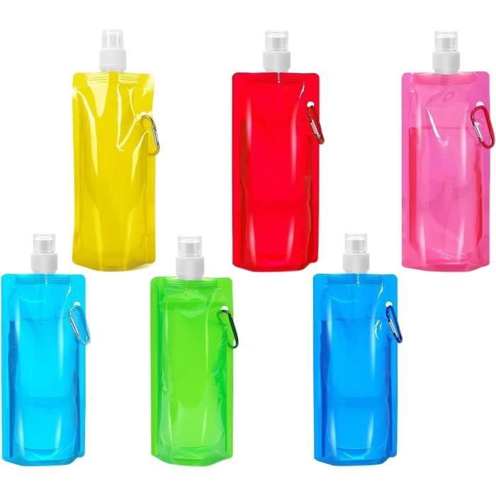 Lot De 8 Gourdes Pliables Jaunes – Sport, Voyage, Réutilisables Avec Clip