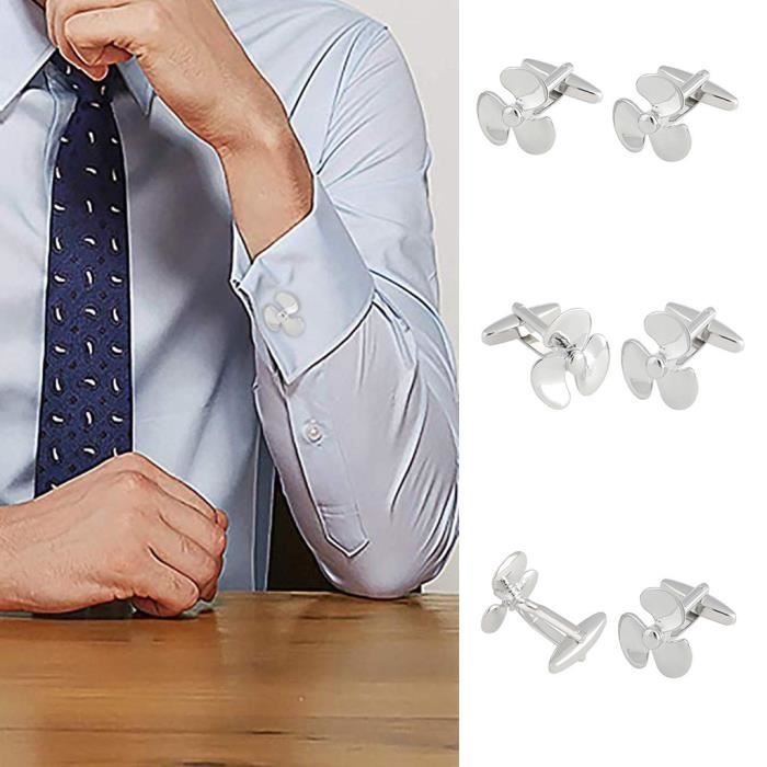 Boutons de Manchette Boutons de Col pour Homme Paire de Boutons de Manchette Classiques en Argent pour les Mariages 