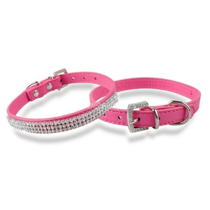Collier à strass en cuir Pu pour chien et chat, pe