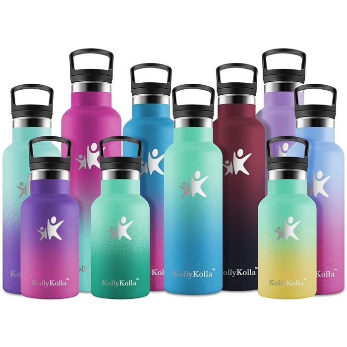 KollyKolla Gourde Inox Isotherme Bouteille d eau avec Paille