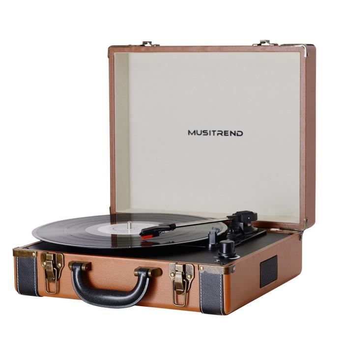 Musitrend Platine Vinyle Tourne Disques Valise Portable Avec 2 Haut Parleurs Integres Marron Noir Platine Vinyle Avis Et Prix Pas Cher Cdiscount
