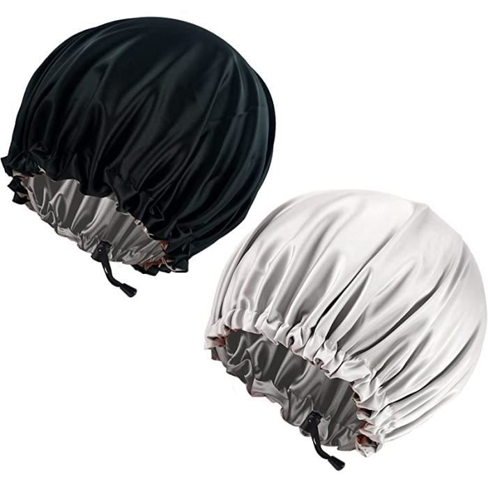 Bonnet Nuit Satin Soie Double Face - Protection Cheveux Frisottis - Réglable Doux Respirant - Rose