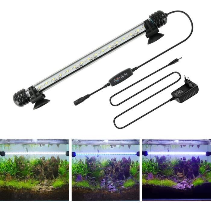 LED Éclairage Aquarium Lampe Tube Étanche Lighting Plongée A Economie D'energie Fish Tank Décoration RGB Couleur(28cm Bleu & Blanc)