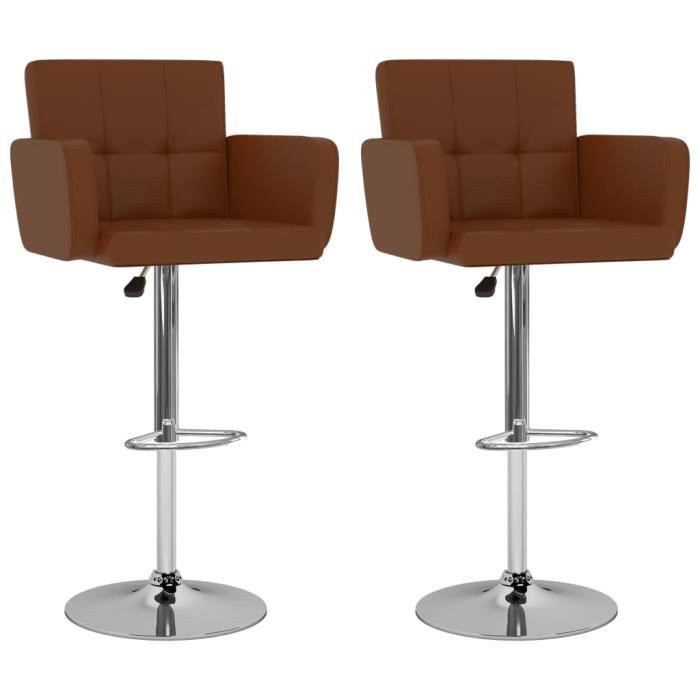 #buy#7982magnifique chic-lot de 2 tabouret de bar design industriel - tabouret cuisine tabouret haut chaise de bar marron similicuir