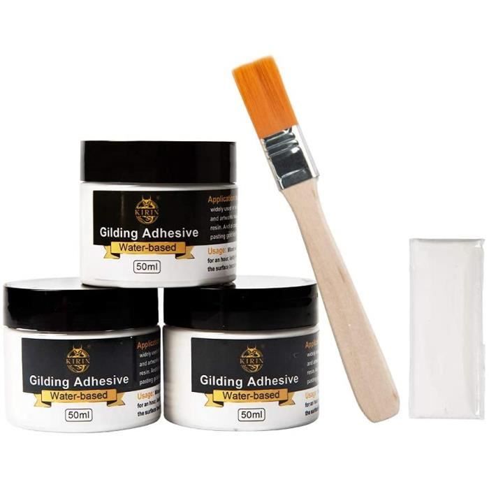 Kit De Dorure à La Feuille D'Or - Colle à Base D'eau 100g Et Vernis