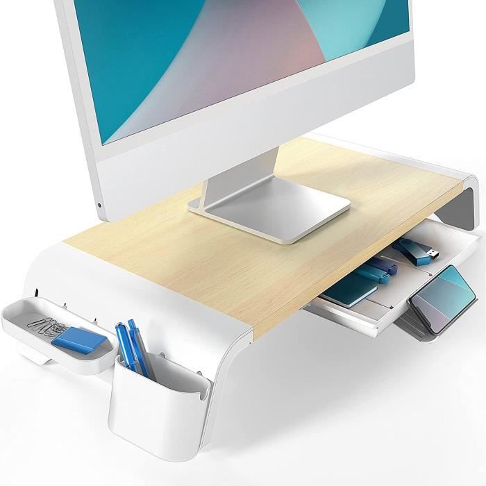 Rehausseur d'écran PC avec tiroir - Supports d'écran
