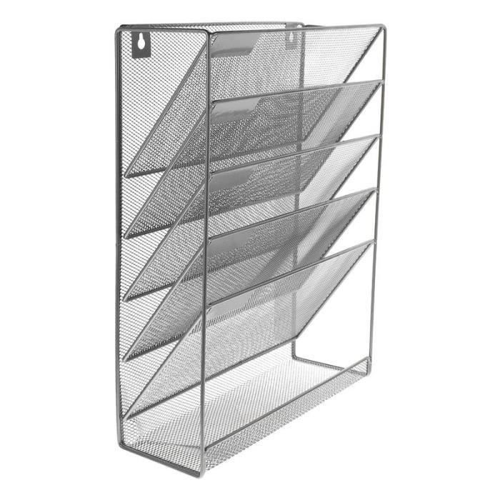 Étagère De Rangement De Bureau En Métal 3 Niveaux - Organiseur Porte-lettres Et Porte-stylo Noir