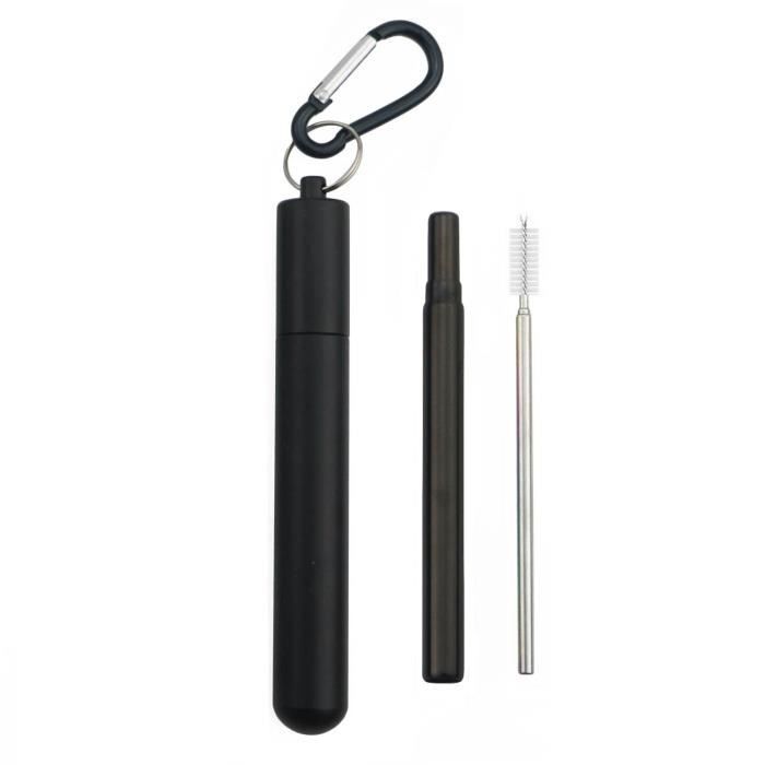 2 Pailles Métal Réutilisables YAFLUG - Forme Statuette Oscar - 5,7 Cm - Noir Et Argenté - Pour événements, Cadeaux