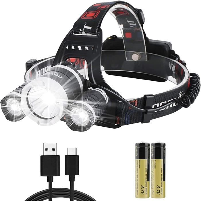 Sanario Lampe Frontale LED Rechargeable – 1200 MAh – 230° Grand Angle – Capteur Gestuel – 9 Modes – IPX65 – Amovible – Pour Camping, Jogging