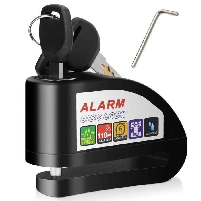 ein à disque avec alarme de sécurité, verrouillage, noir, pour moto