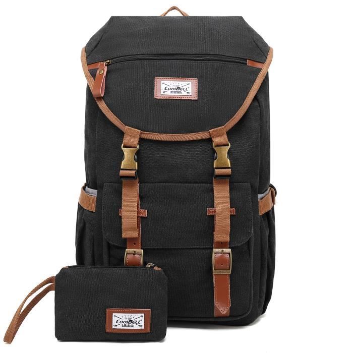 CoolBELL Sac a dos pour ordinateur portable 17 3 pouces grand sac a dos scolaire multi compartiments Toile Noir Cdiscount Bagagerie Maroquinerie