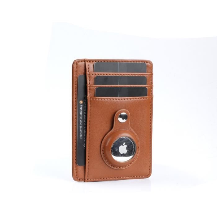 Porte-cartes En Cuir De Vachette - Blocage RFID/NFC - 3 Compartiments Cartes De Crédit + 3 Pour Pièces D'Identité - Marron - Dimensions 9x1x12 Cm