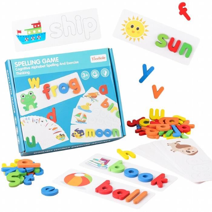 Jeu D'Orthographe Montessori - Lettres En Bois Pour Enfants - Apprentissage Lettres Et Mots