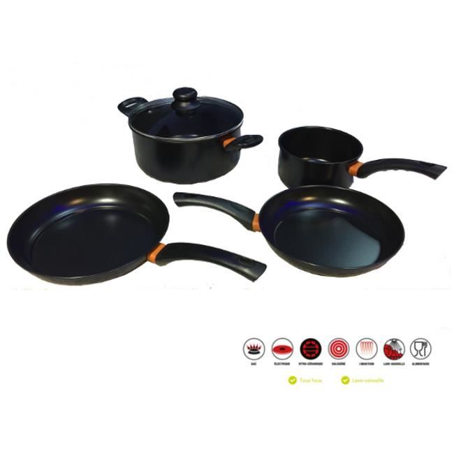 Batterie de cuisines 5 piècestous feux donc induction Cdiscount Maison