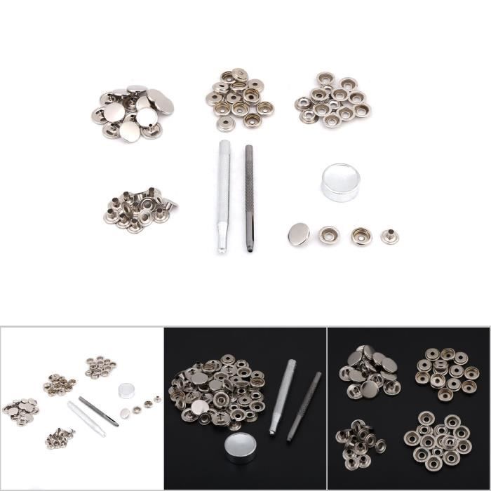 300 Pièces Boutons Pression Métal 15mm Kit Complet Avec 3 Outils - Argent - Pour Vêtements Et Cuir