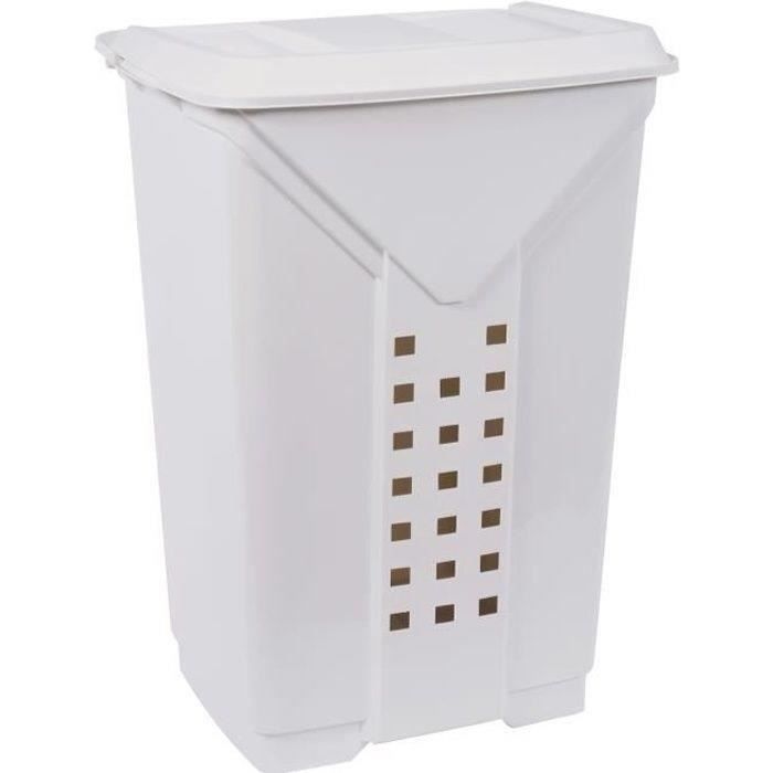 EDA PLASTIQUE Coffre à linge Prima 60 L - Blanc cérusé - 42 x 34,5 x 60 cm  - Cdiscount Maison