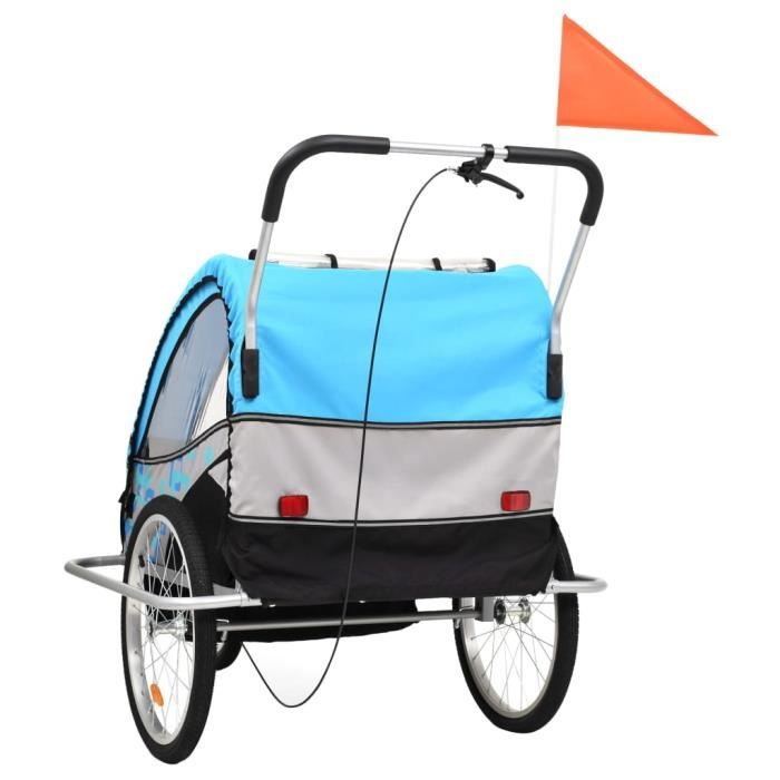 Remorque à vélo et poussette pour enfants 2en1 Bleu et gris Jardin secret type1 Cdiscount Sport