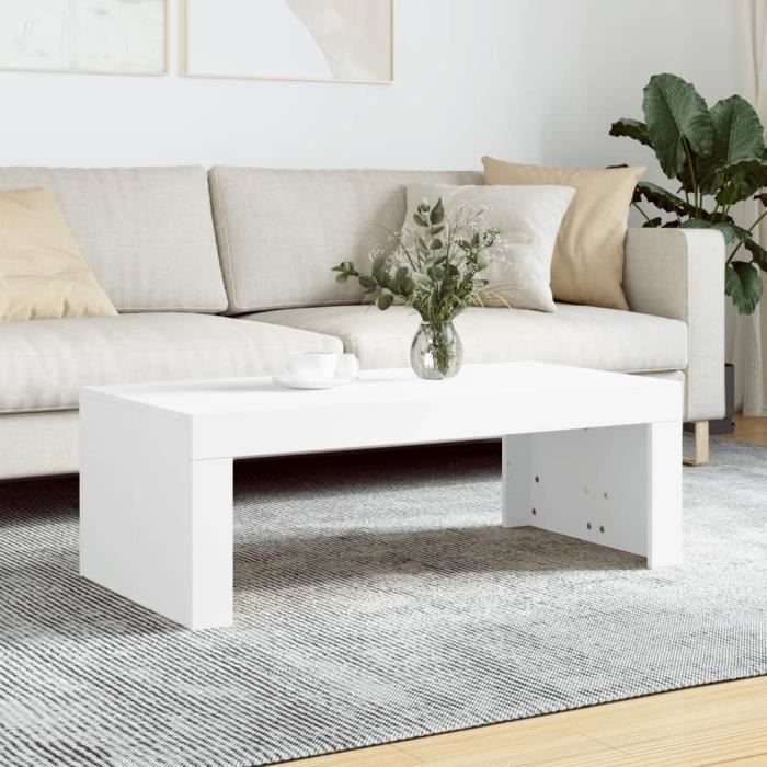 Table basse - ESTINK - 102x50x36 cm - Bois dingénierie - Blanc - Design contemporain