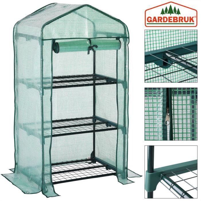 Serre de jardin avec bâche polyéthylène vert transparent 126x49x69cm serre 0 34 m² 3 étagères légumes fruits semis porte Serre de jardin avec bâche polyéthylène vert transparent 126x49x69cm serre 0 34 m² 3 étagères légumes fruits semis porte