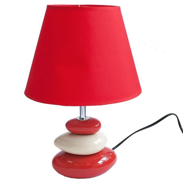 Lampe De Chevet Galets Abat Jour Rouge Galets Achat Vente