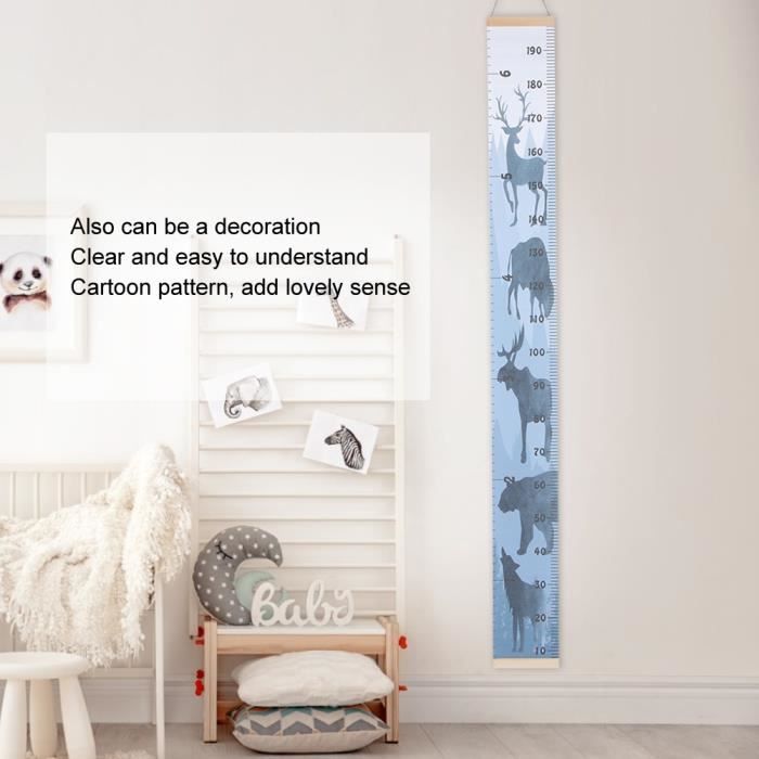 Toise De Croissance Murale GARVALON - Autocollant 125x20 Cm, Réglable, Décoration Chambre Enfant, Mesure Hauteur