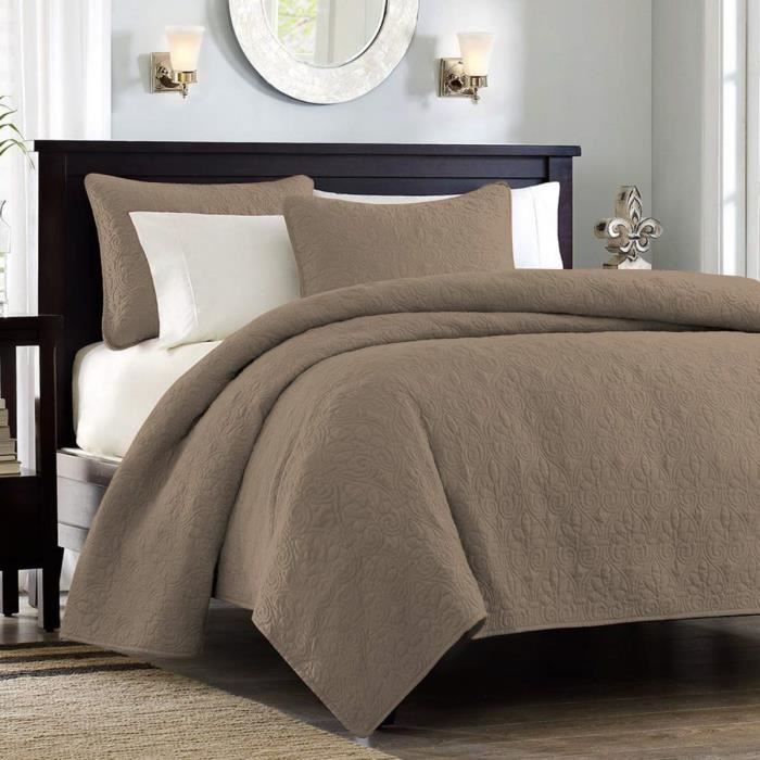 EURZOUJING Couvre-lit Matelass/é 3 Pi/èces Boutis Dessus de lits 270x240 290x240 2 personnes D/écoration De La Chambre Doux Couette Dessus De Lit Couverture Lav/é Coton R/éversible Double King Size Couvre