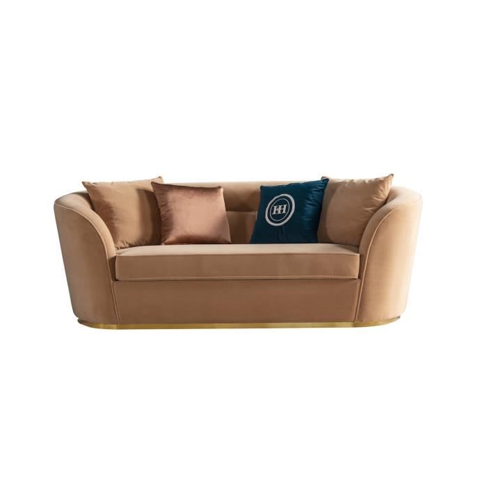 Canapé d'angle 3 places Rose Velours Moderne Confort