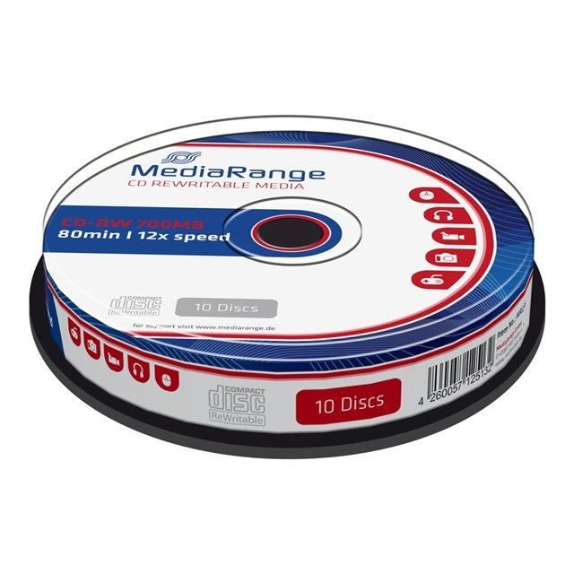 MediaRange 10 x CD RW 700 Mo 80 min 12x spindle