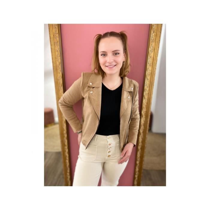 Veste perfecto femme cintr e a Camel Cdiscount Pr t Porter