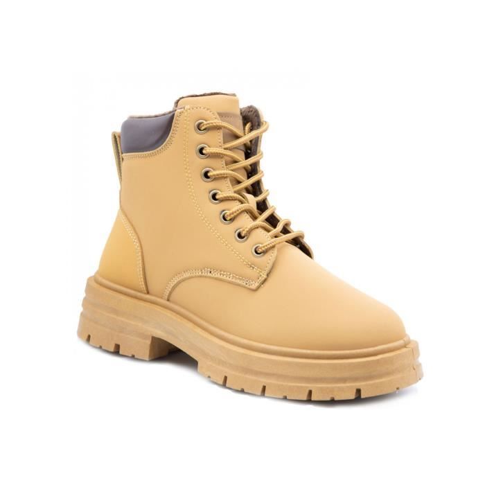 Rangers femme plateformes crant es Blanc Camel Lacets