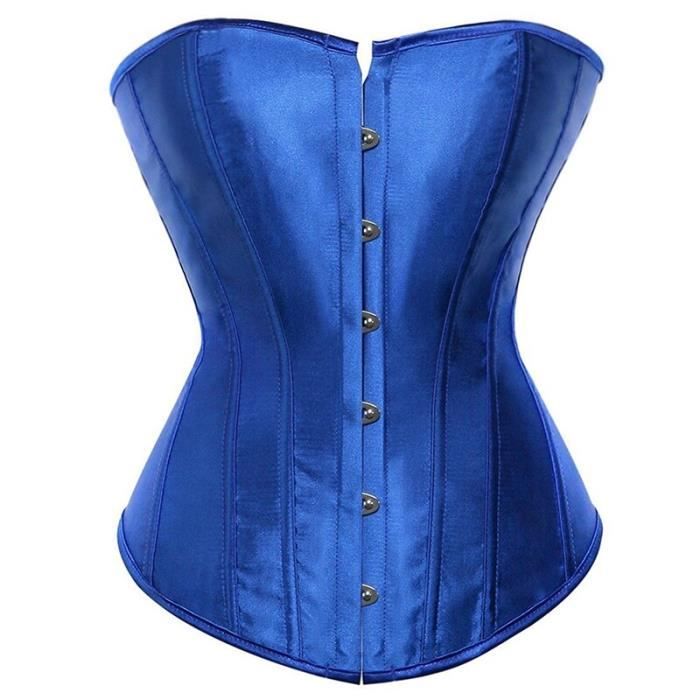 Sexy Satin Dentelle dans le Dos Overbust Corset De Mariage Corselet