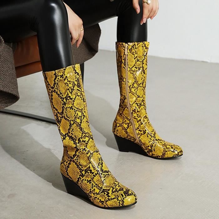 bottine a talon effet serpent