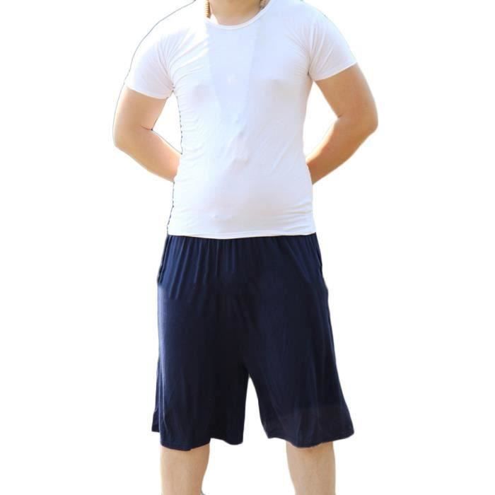 Funmoon Bas de Pyjama Homme Pantalon de Nuit Court Doux Pantalon