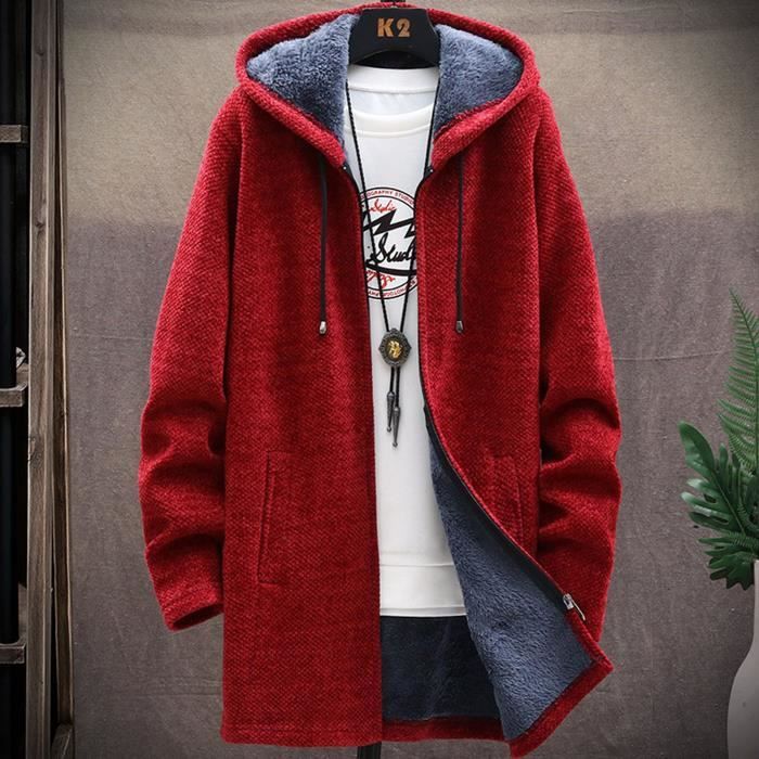 Manteau long pour hommes Veste d ext rieur capuche Sweat