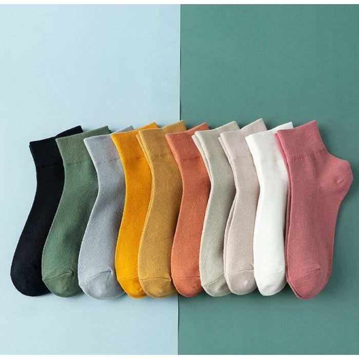 Lot de 10 paires de chaussettes courtes pour femmes en maille solide Noir  Noir - Cdiscount Prêt-à-Porter