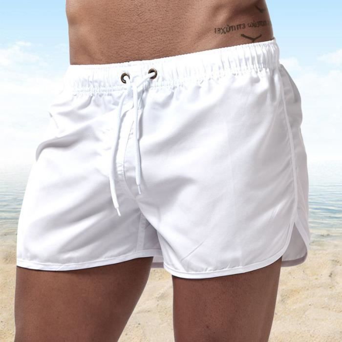 MAILLOT DE BAIN HOMME Shorts de Bain Taille elastique Pantalon de Plage Vacances Voyage ete S 3XL Blanc