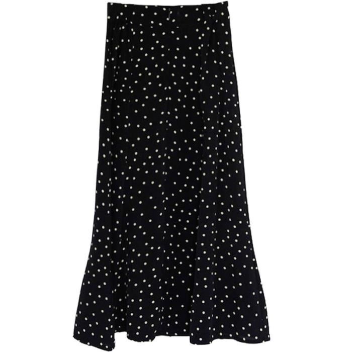 Jupe longue noire outlet pois blancs