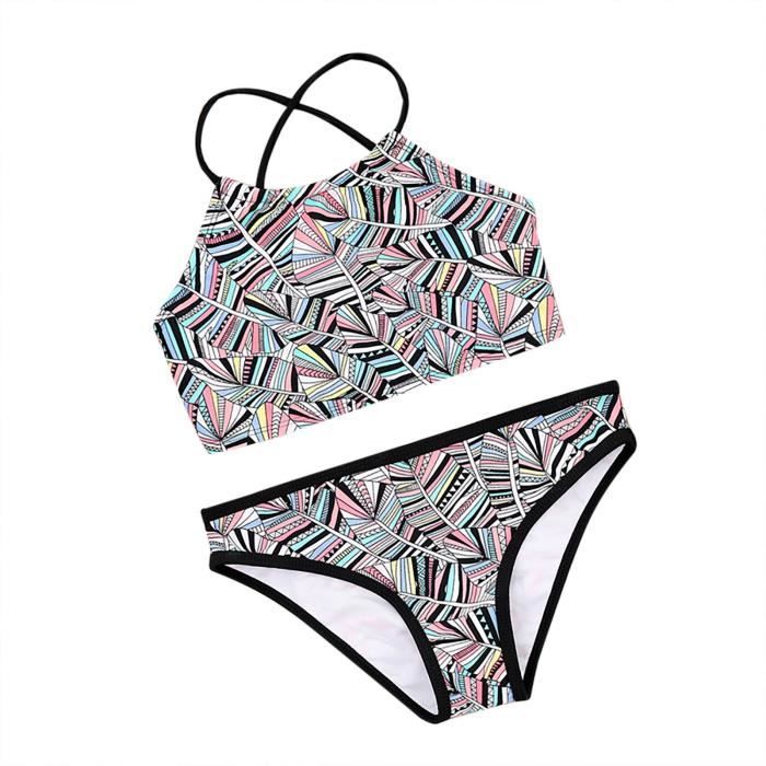 Maillot de Bain - Tenue Filles Enfants - Queue de Sirène - Bikini Bleu Or - Prêt-à-Porter
