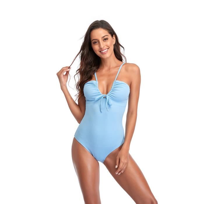 Maillot de bain Femme 1 pièce Stretch Col U Sans manche Natation Plage -  Cdiscount Sport