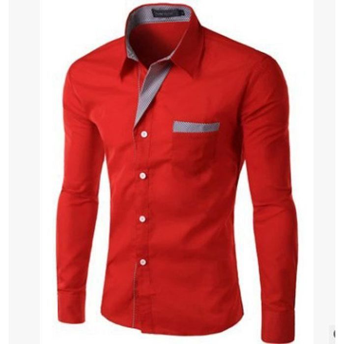 Chemise Slim Fit a Rayures Rouge Homme Manches longues Rouge Cdiscount Pret a Porter