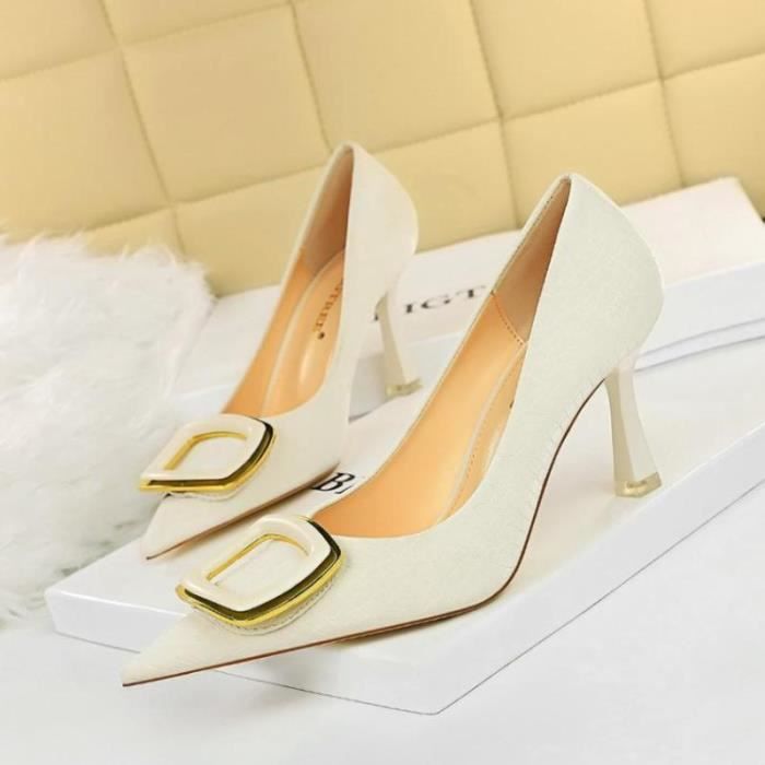 Escarpins Femme KJEHOME Classique Marque De Luxe Talons hauts a pointe sexy Blanc Achat Vente Escarpins Femme KJEHOME Classique Marque De Luxe Talons hauts a pointe sexy Blanc pas cher Cdiscount