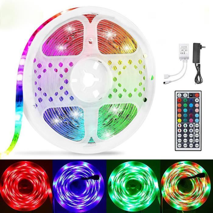 Ruban LED - NIKOU - 10M RGB 5050 - Télécommande 44 Touches - Étanche IP65 - Multicolore