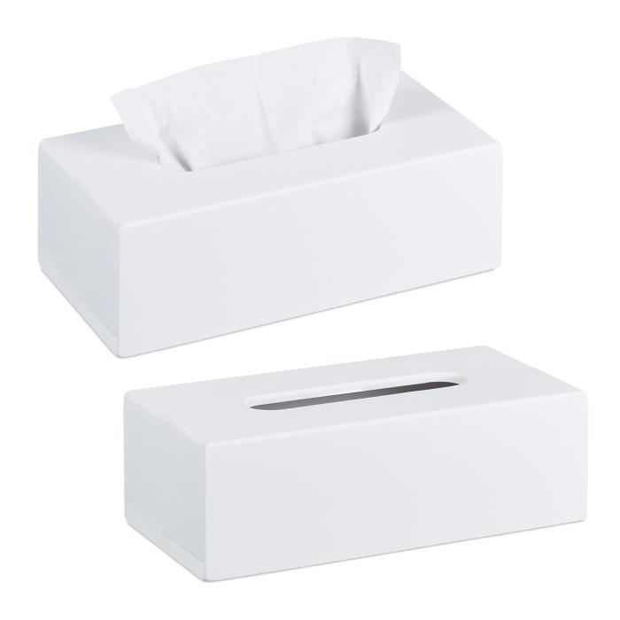 Boîte mouchoirs, lot de 10, Distributeur lingettes salle de bains,  plastique, bambou, HLP 10 x 23 x 13 cm, blanc/nature